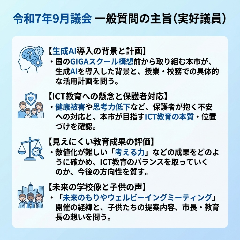 令和7年9月議会 一般質問の主旨